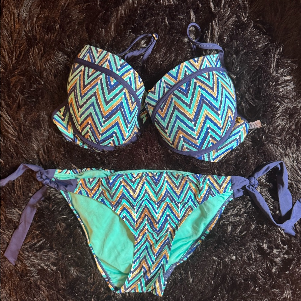 La Vie En Rose Aqua and Gold Bikini